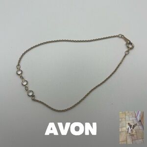 Avon Gold Tone Anklet With Acrylic Crystals